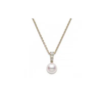 Mikimoto Morning Dew 8mm Akoya Pearl & Diamond Pendant Necklace In 18k Yellow Gold