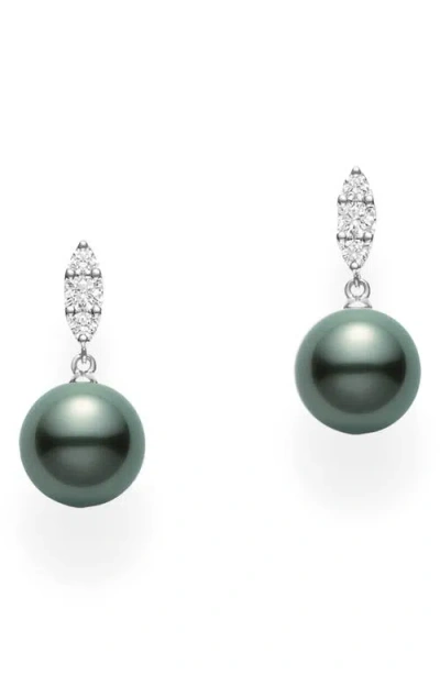 Mikimoto Morning Dew Cultured Pearl & Diamond Drop Earrings In Metallic