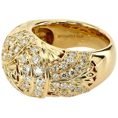 Pre-owned Mikimoto Original  18 Karat Gold Imperial Ring With Natural Diamonds In Multi