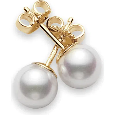 Mikimoto Pearl & 18k Gold Stud Earrings In Metallic