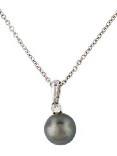 Pre-owned Mikimoto Pearl & Diamond Drop Pendant, 18" In Multi