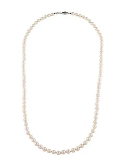 Pre-owned Mikimoto Pearl Bead Strand Necklace, 24" In Multicolor
