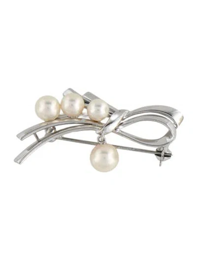 Pre-owned Mikimoto Pearl Brooch Pin In Multicolor
