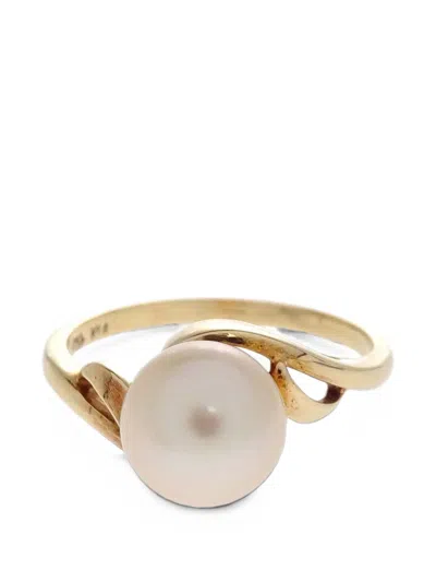 Pre-owned Mikimoto Pearl Crossover Ring In Gold
