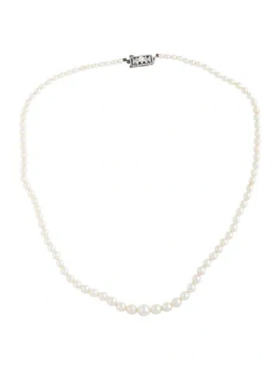 Pre-owned Mikimoto Pearl Gradient Bead Strand Necklace, 18" In Multicolor