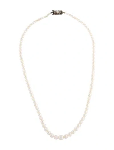 Pre-owned Mikimoto Pearl Graduated Bead Necklace, 18" In Multi