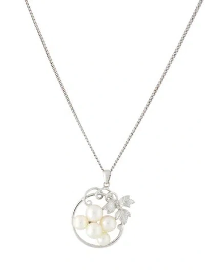 Pre-owned Mikimoto Pearl Grape Cluster Pendant Necklace, 17" In Multi