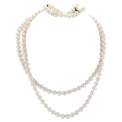 Pre-owned Mikimoto Pearl Necklace Pearl Bracelet Set Sterling Silver In Multi