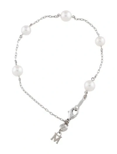 Pre-owned Mikimoto Pearl Station Bracelet, 6.75" In Multi