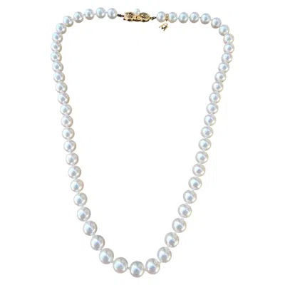 Pre-owned Mikimoto Pearl Strand Necklace 18k Yellow Gold 6.5 To 7mm Akoya Box Paper 16"