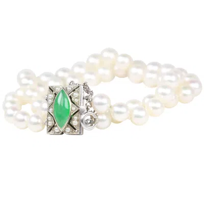 Pre-owned Mikimoto Pearl White Gold Pearl Jade Bracelet