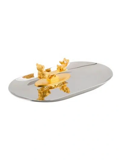 Pre-owned Mikimoto Pearl-embellished Seesaw Trinket Dish In Metallic/silver