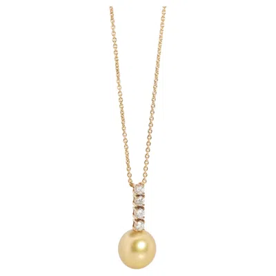 Pre-owned Mikimoto Pendant. Genuine 18k Yellow Gold  South Sea Pearl Necklace