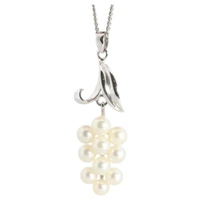 Pre-owned Mikimoto Pendant Sterling Silver.  Pearl Grape Vine Pendant Necklace. In Purple
