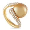 Mikimoto Placomos 18k Yellow Gold 1.0ct Diamond And Golden Pearl Ring Mi20-051225 In Gold