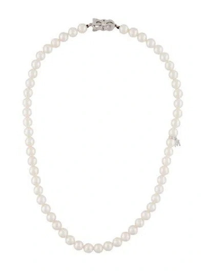 Pre-owned Mikimoto Platinum & Diamond "best Of The Best" Pearl Strand Necklace In Multi