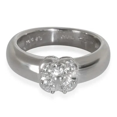Pre-owned Mikimoto Platinum Diamond Vintage Clover Ring