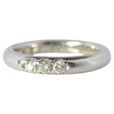 Pre-owned Mikimoto Ring. Vintage Platinum  Diamond Bezel Set Band.  Pt950 In Multi