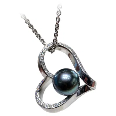 Pre-owned Mikimoto ?sculpted Geometry? M�bius Heart Tahitian Pearl Diamond Pendant In Multiple