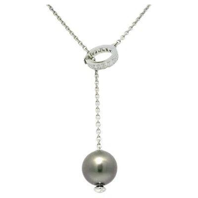 Pre-owned Mikimoto South Sea Pearl & Natural Diamond 18-karat Lariat Necklace In Stock In Multi