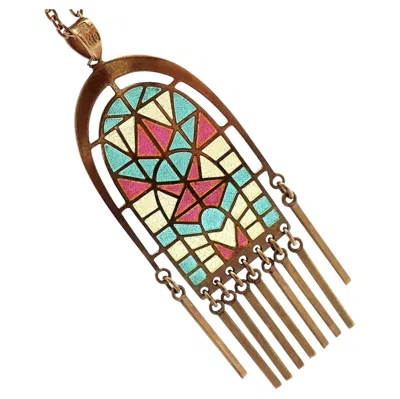 Pre-owned Mikimoto Stained Glass Window Yellow Gold Pendant Necklace