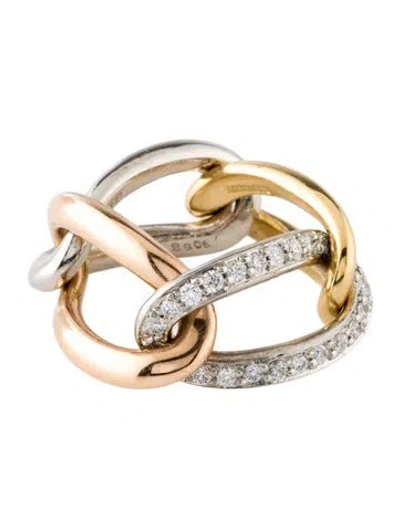 Pre-owned Mikimoto Tricolor Diamond Oval Link Band In Multi