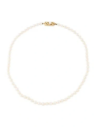 Pre-owned Mikimoto Vintage 14k Pearl Bead Strand Necklace, 15.5" In Multi