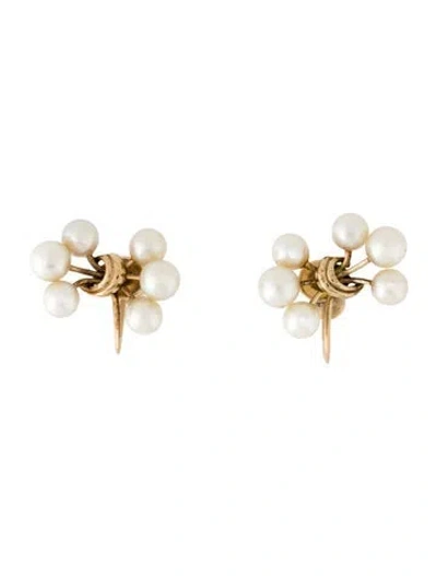 Pre-owned Mikimoto Vintage 14k Pearl Clip-on Earrings In Multi