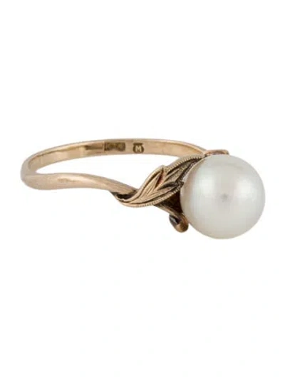 Pre-owned Mikimoto Vintage 14k Pearl Ring In Multi
