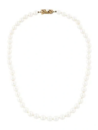 Pre-owned Mikimoto Vintage 14k Pearl Strand Necklace, 16.5" In Multi