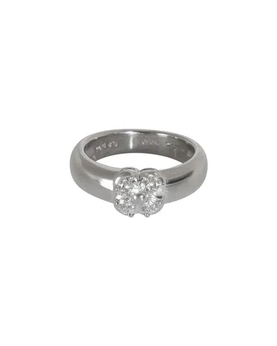 Pre-owned Mikimoto Vintage Clover Platinum 0.29 Ct. Tw. Diamond Ring (authentic Pre-  Loved)