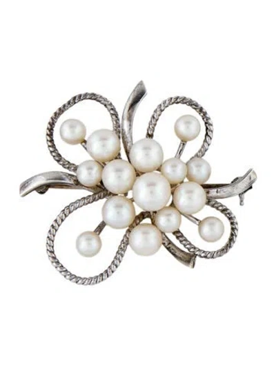 Pre-owned Mikimoto Vintage Cultured Pearl Cluster Brooch In Multi