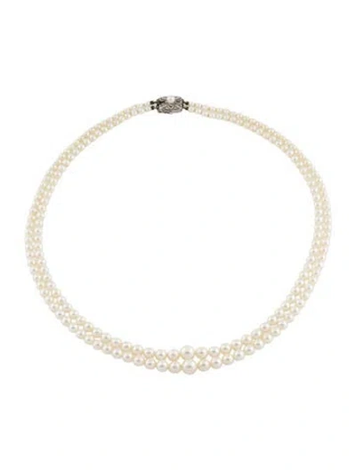 Pre-owned Mikimoto Vintage Cultured Pearl Double Strand Necklace, 17.5" In Multi