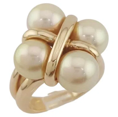 Pre-owned Mikimoto Vintage Golden Pearl 18k Yellow Gold Statement Ring