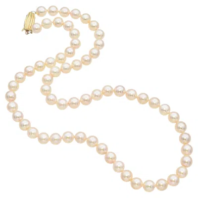 Pre-owned Mikimoto Vintage  Blue Lagoon 14k Yellow Gold Pearl Necklace