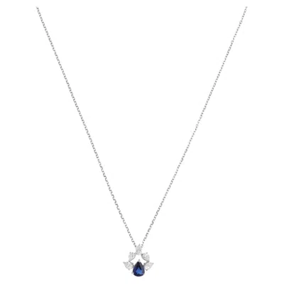 Pre-owned Mikimoto Vintage  Pear Sapphire And Diamond Necklace In White Gold