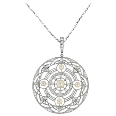 Pre-owned Mikimoto White Gold Akoya Pearl And Diamond Pendant Necklace