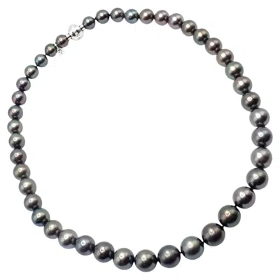 Pre-owned Mikimoto White Gold Diamond Large Tahitian South Sea Pearl Strand Necklace