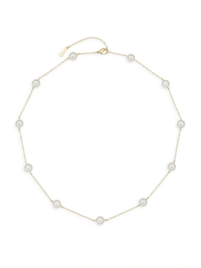Mikimoto Women's 18k Yellow Gold & 6.5mm Cultured Akoya Pearl Station Necklace In Metallic