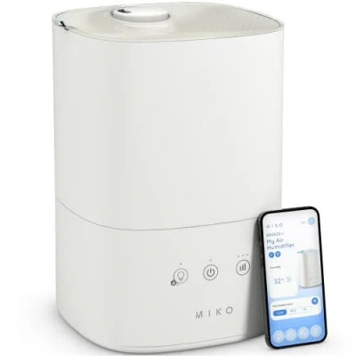 Miko Breeze + Smart Humidifier With App Control And Oil Tray In White