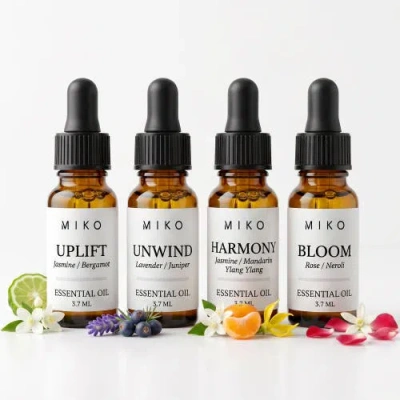 Miko Essential Oil Discovery Set 4 Organic Aromatherapy Blends 4 X 3.7ml In Multi