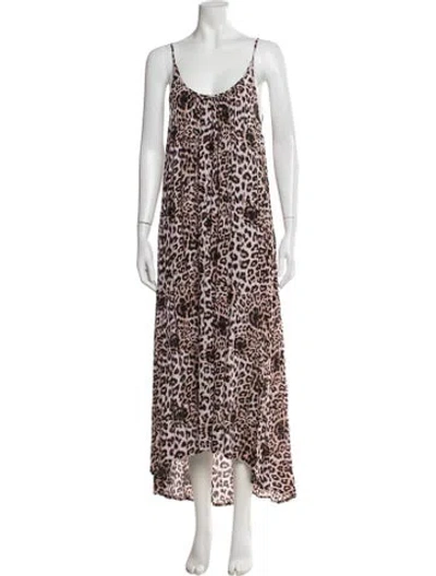 Pre-owned Mikoh Animal Print Long Dress In Brown
