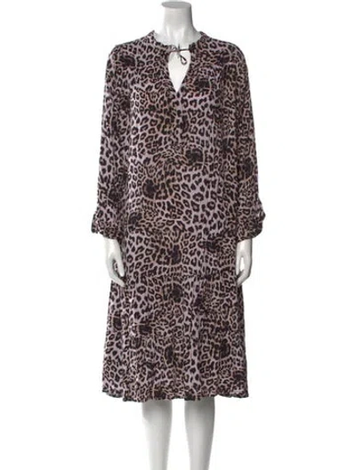 Pre-owned Mikoh Animal Print Midi Length Dress In Purple