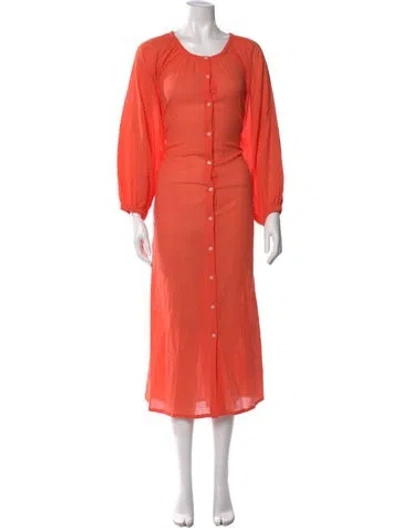 Pre-owned Mikoh Crew Neck Long Dress In Orange