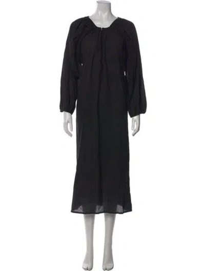 Pre-owned Mikoh Crew Neck Midi Length Dress In Black