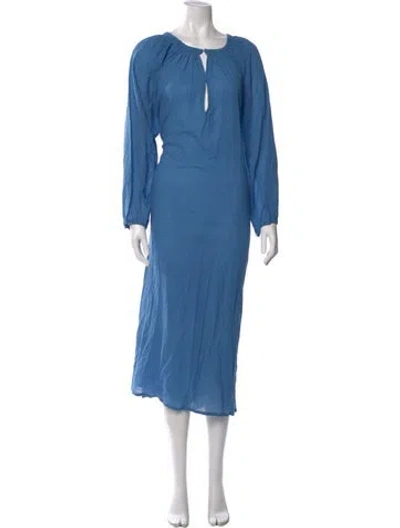 Pre-owned Mikoh Crew Neck Midi Length Dress In Blue