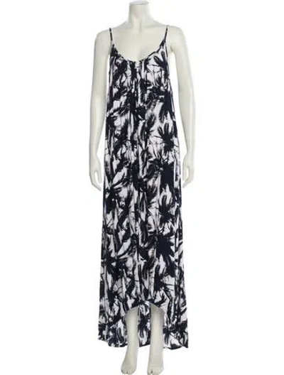 Pre-owned Mikoh Floral Print Long Dress In Blue