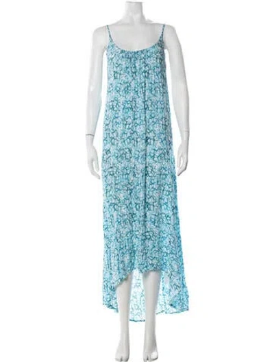 Pre-owned Mikoh Floral Print Long Dress In Blue