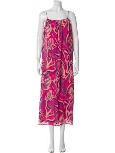Pre-owned Mikoh Floral Print Long Dress In Pink