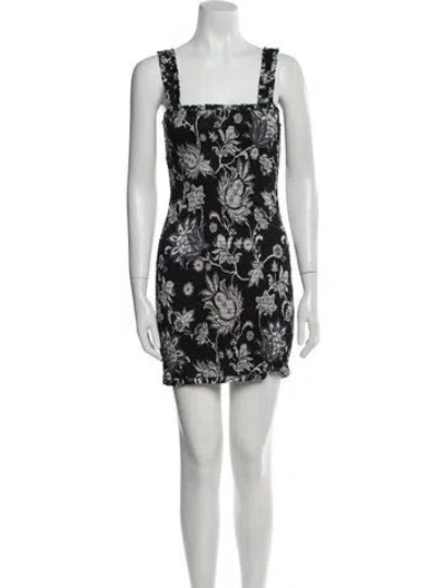 Pre-owned Mikoh Floral Print Mini Dress In Black